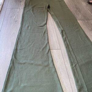 Olive Green Waffle Knit Pants